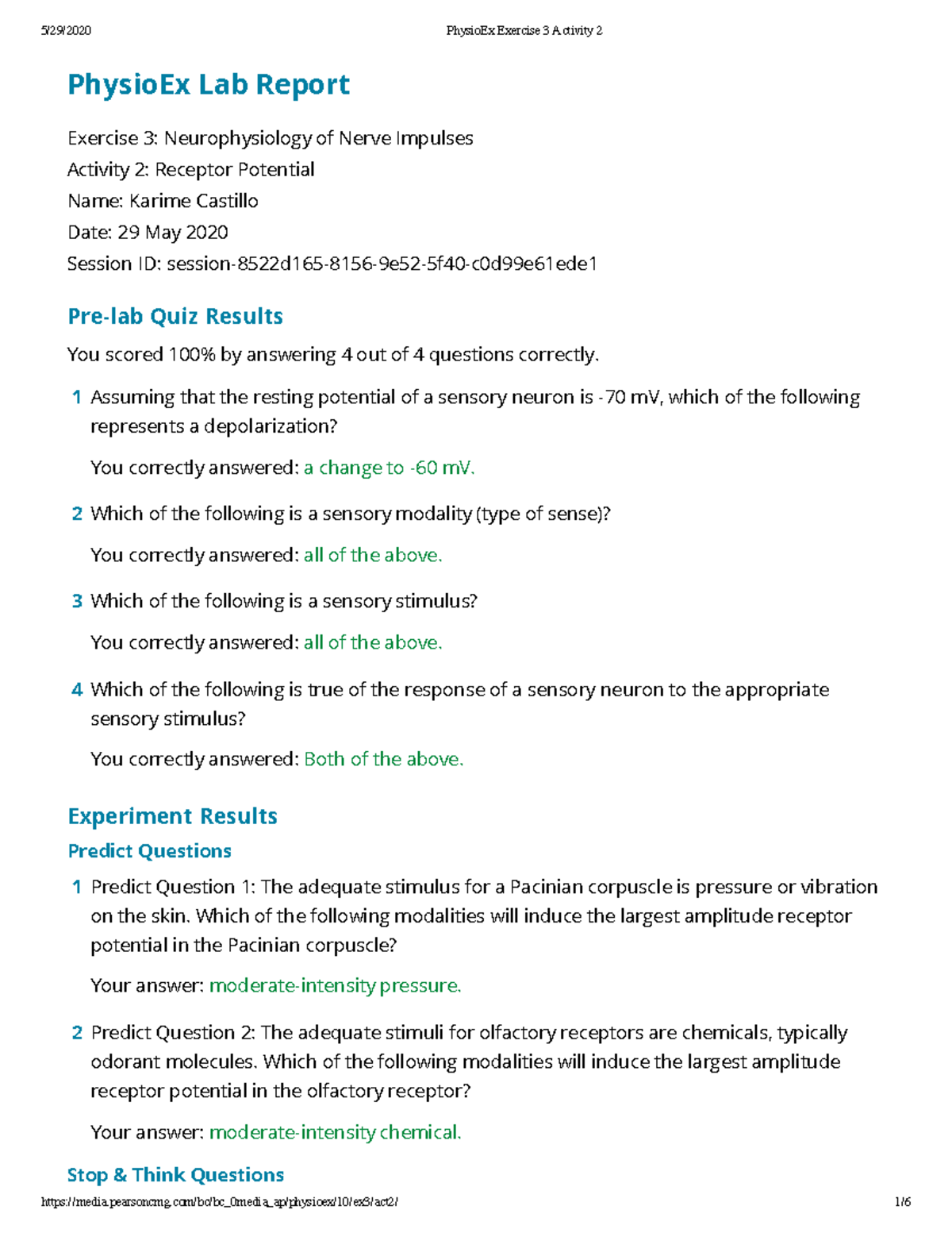 Physio Ex Exercise 3 Activity 2 PhysioEx Lab Report Exercise 3