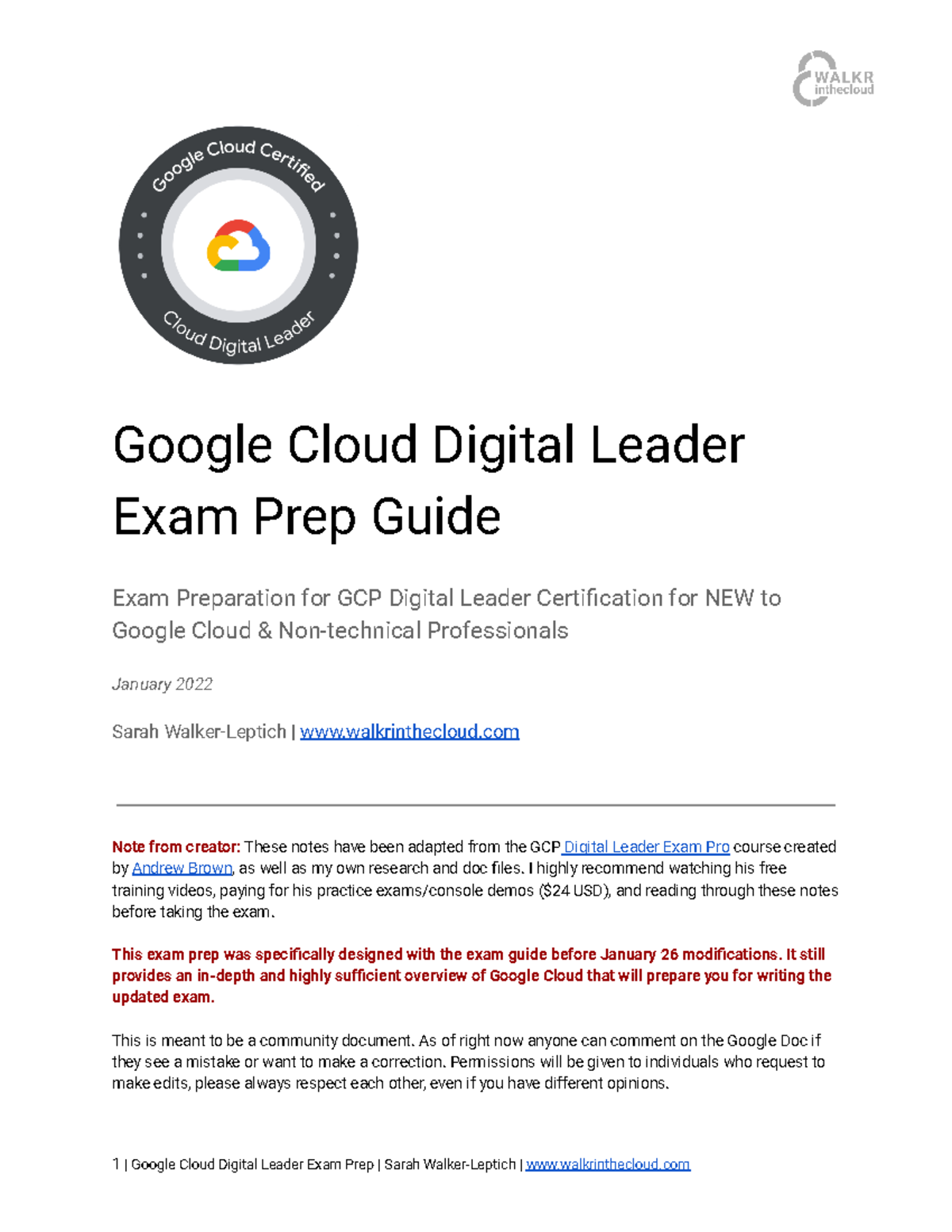 Google Cloud Digital Leader - Exam Preparation Walkrinthecloud - Google ...