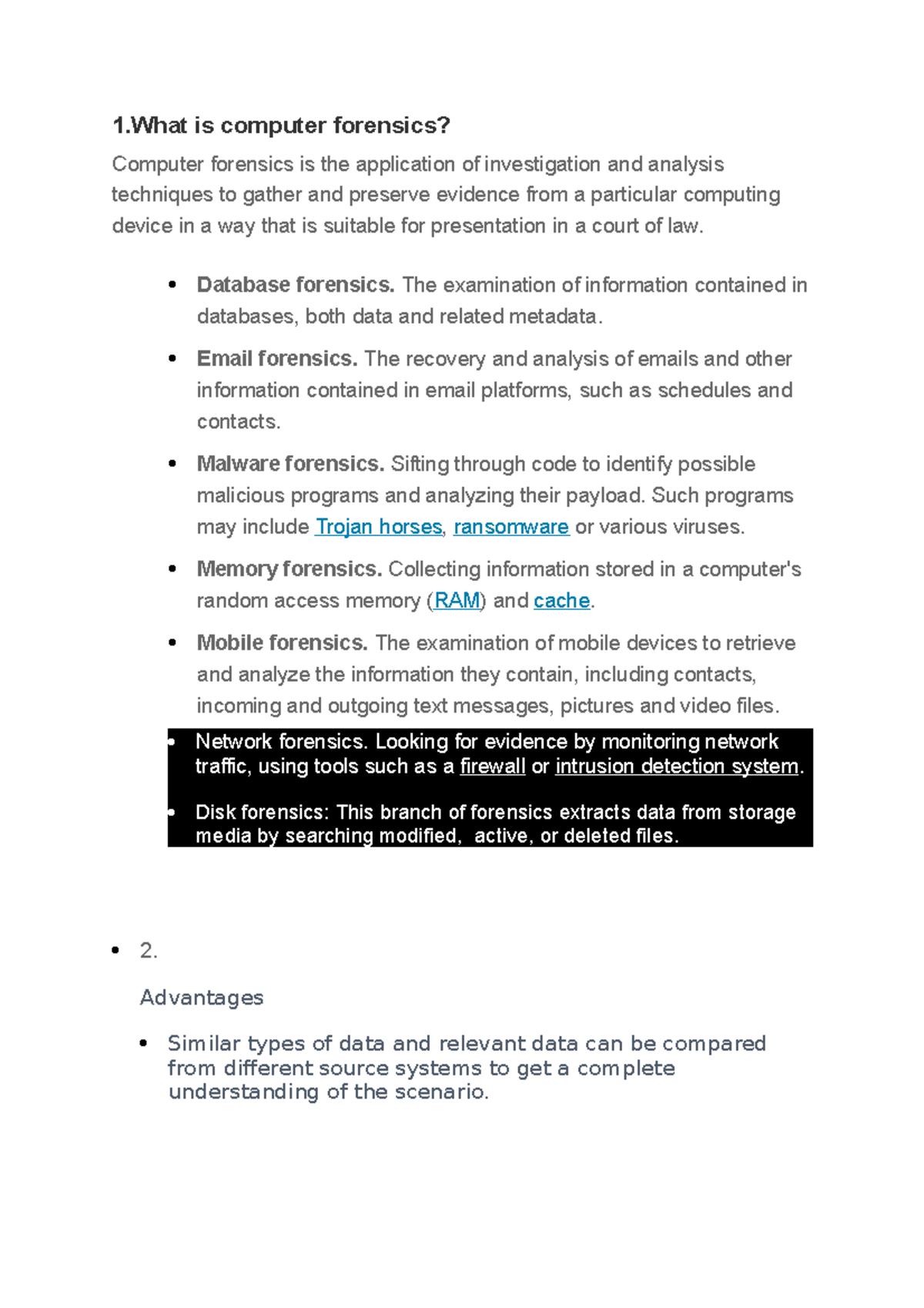 Cyberforensics question and answers 1 is computer forensics