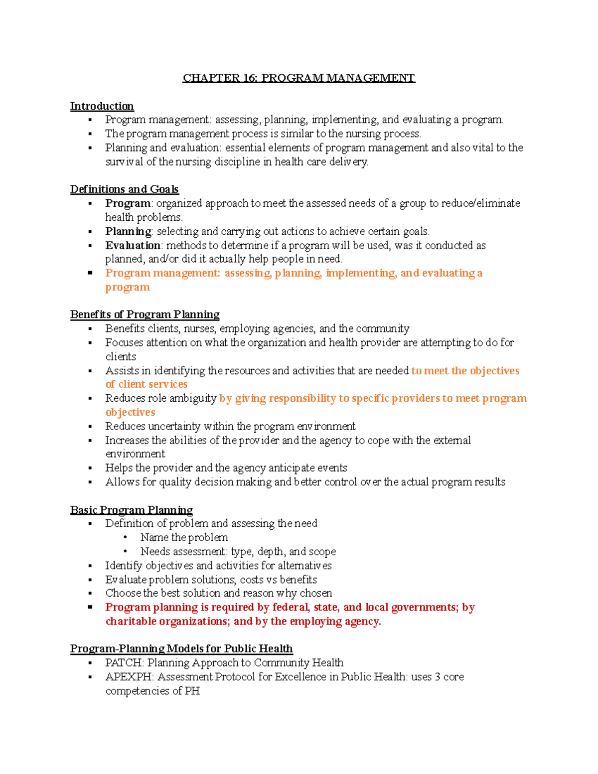 Chapter 16 Program Management - CHAPTER 16: PROGRAM MANAGEMENT ...