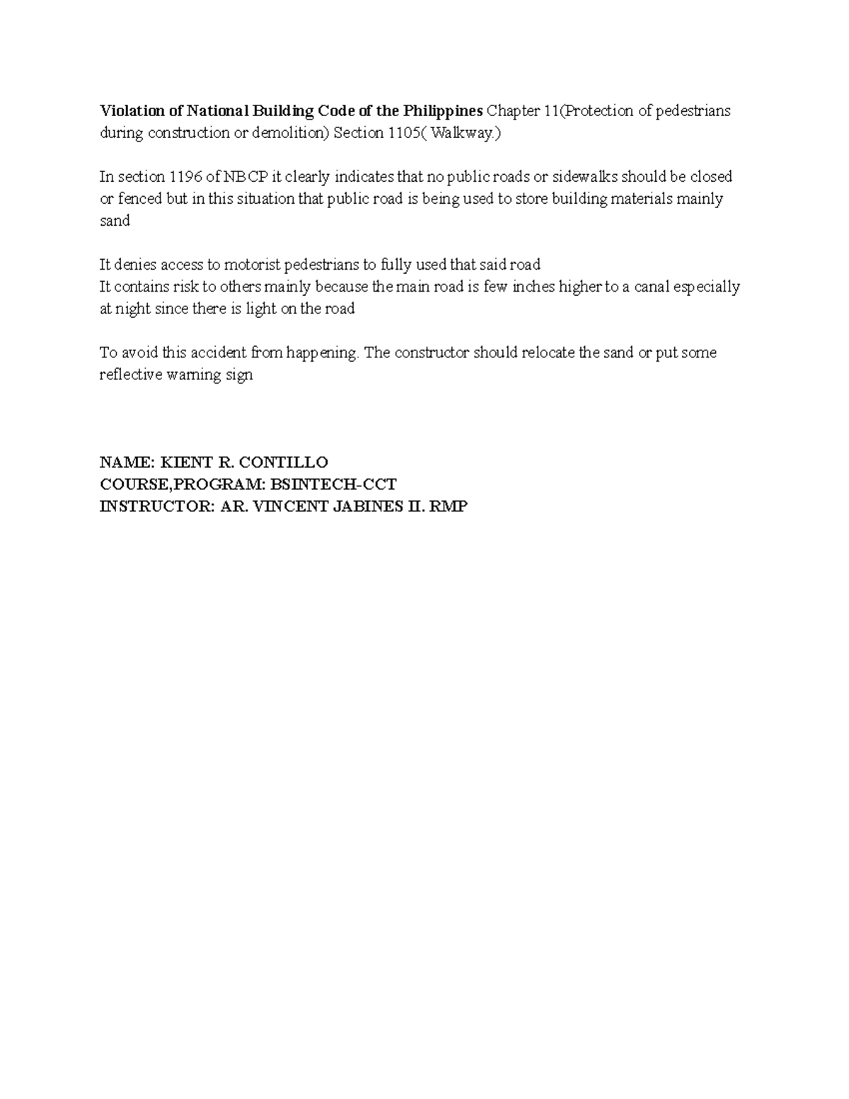 Untitled document - it was good - Violation of National Building Code ...