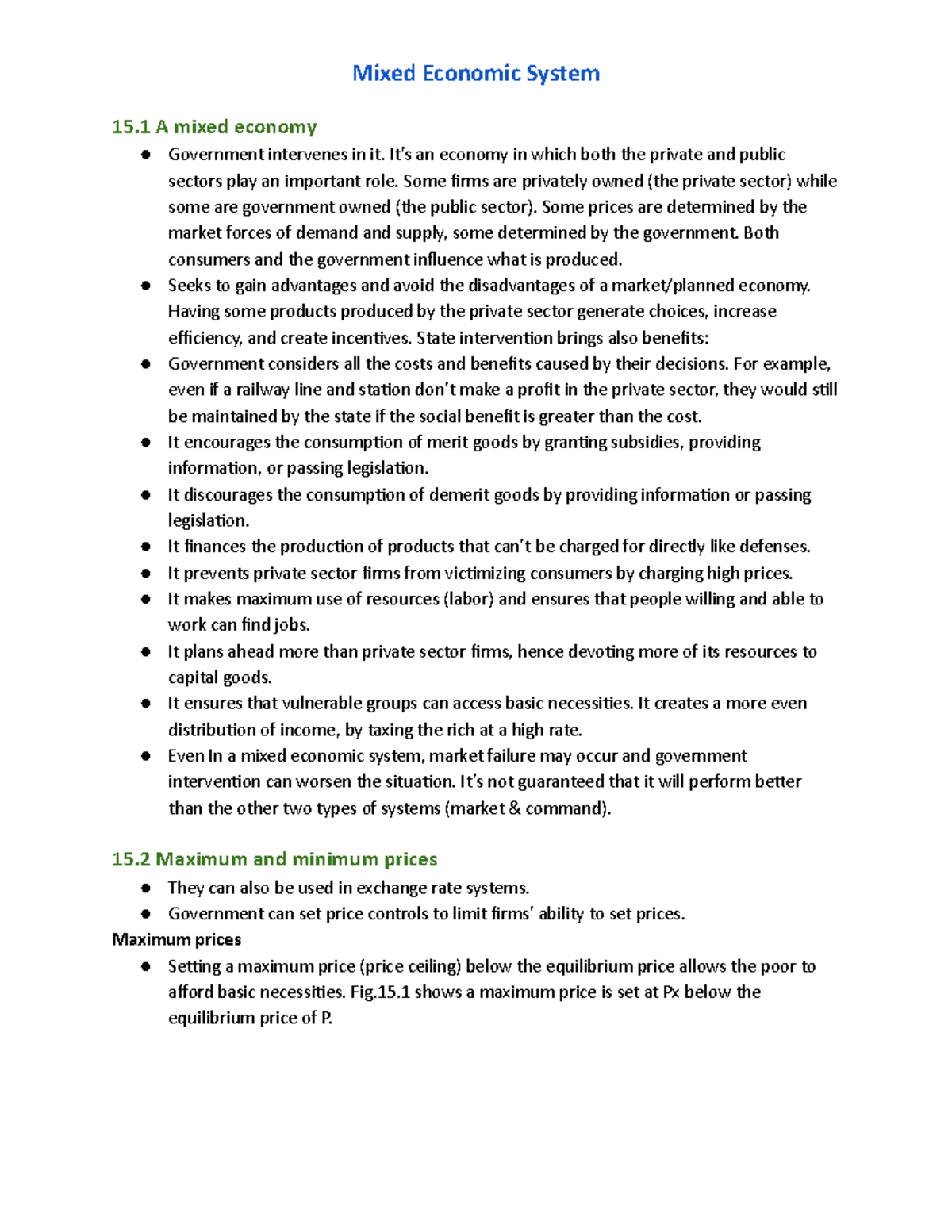 Chapter 15 Mixed economic system Mixed Economic System 15 A mixed