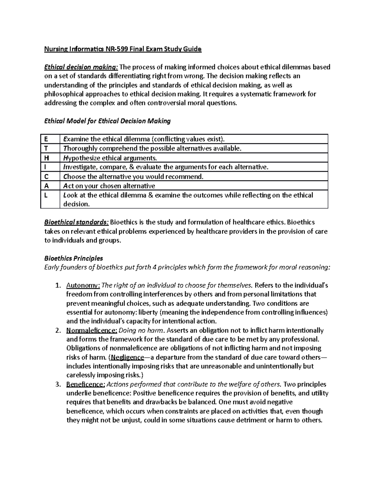 rn informatics case study test