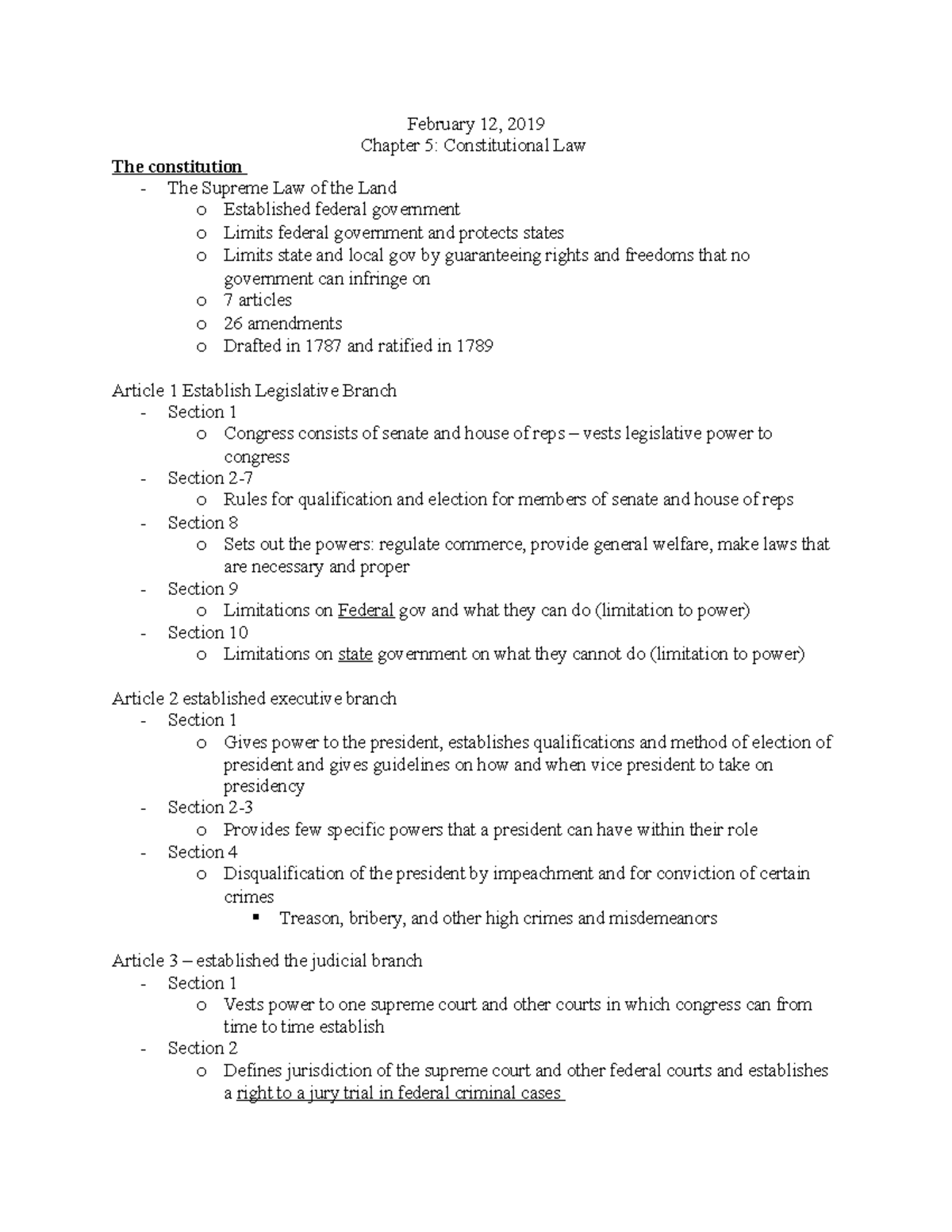 February 12 - Social work and Law notes - February 12, 2019 Chapter 5 ...