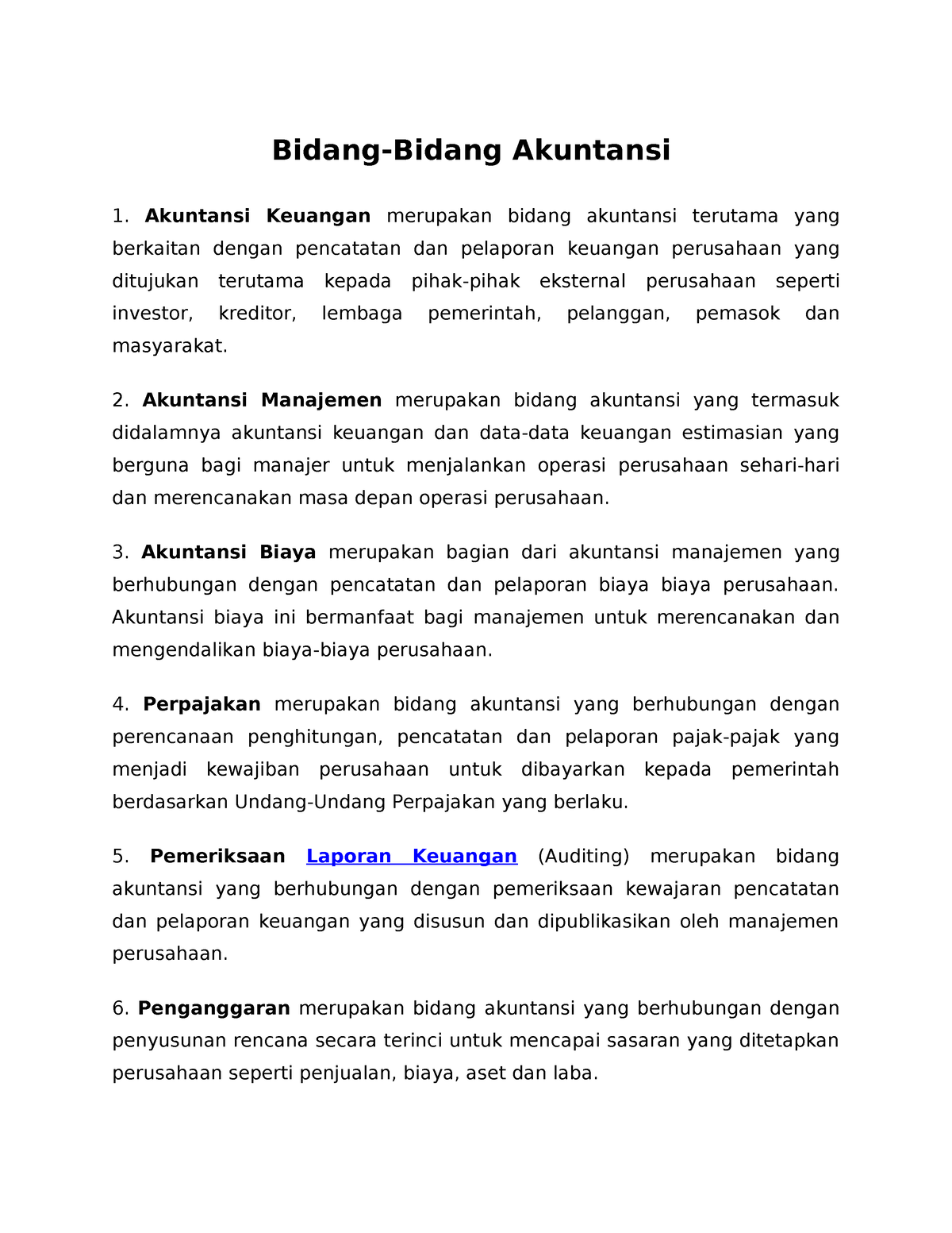 Bidang-Bidang Akuntansi - Bidang-Bidang Akuntansi Akuntansi Keuangan ...