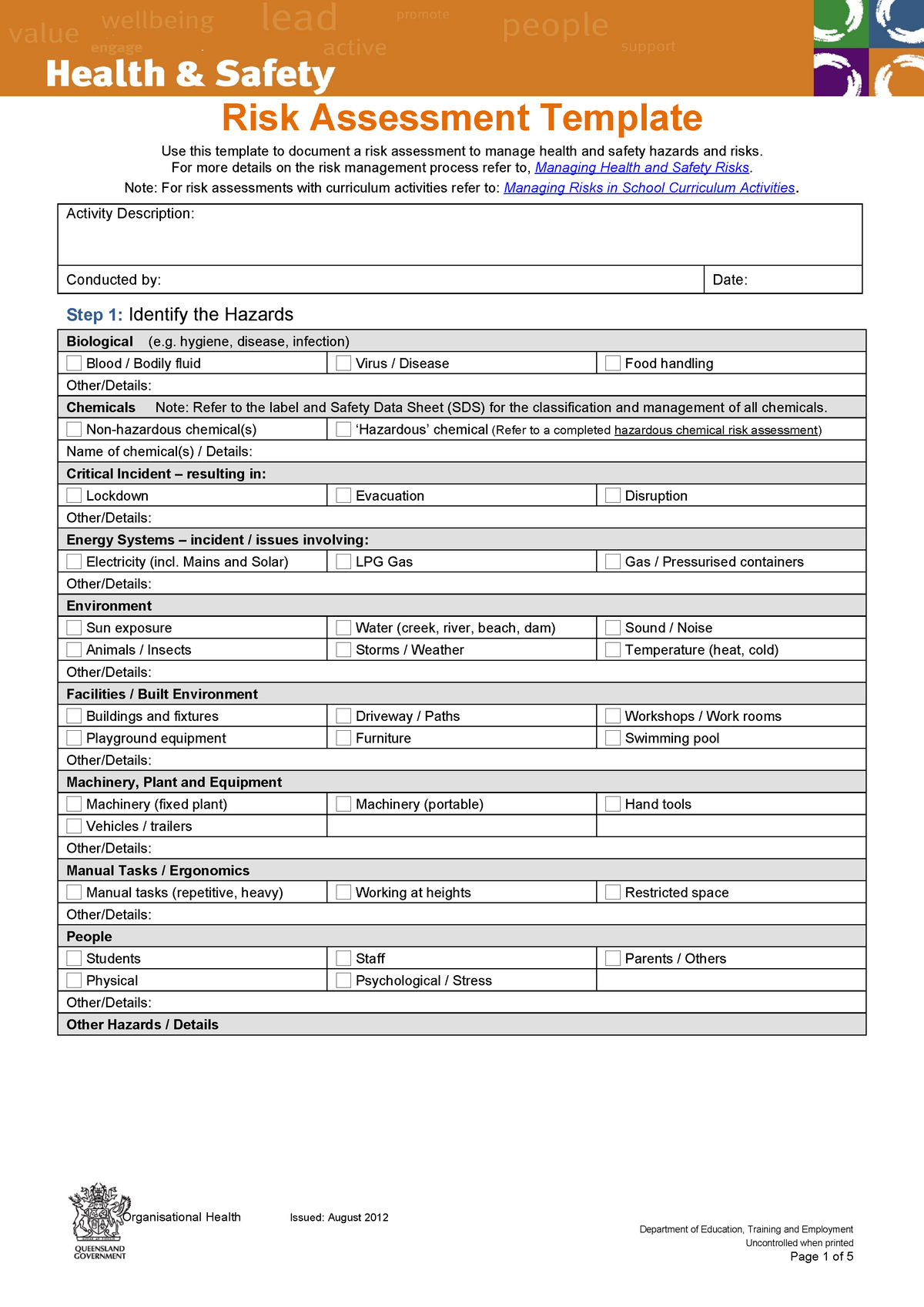 Health safety risk assessment template - Risk Assessment Template Use ...