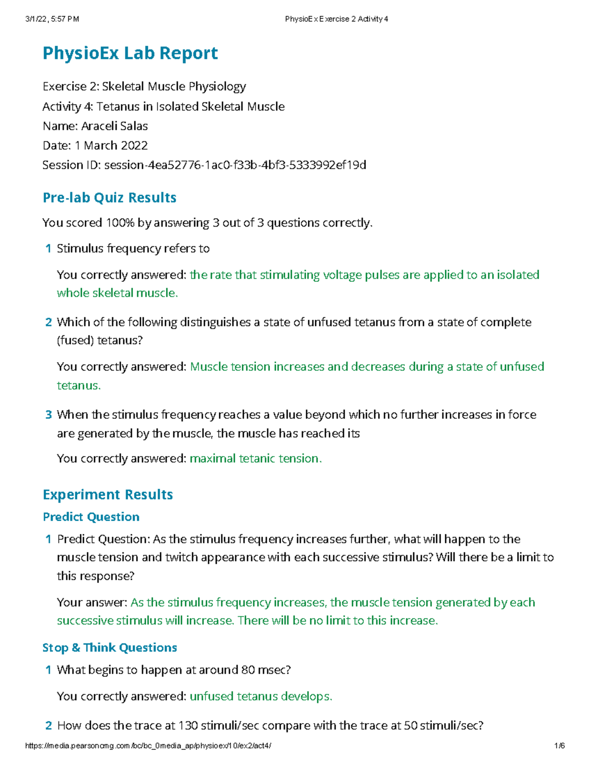 Physio Ex Exercise 2 Activity 4 - PhysioEx Lab Report Exercise 2 ...