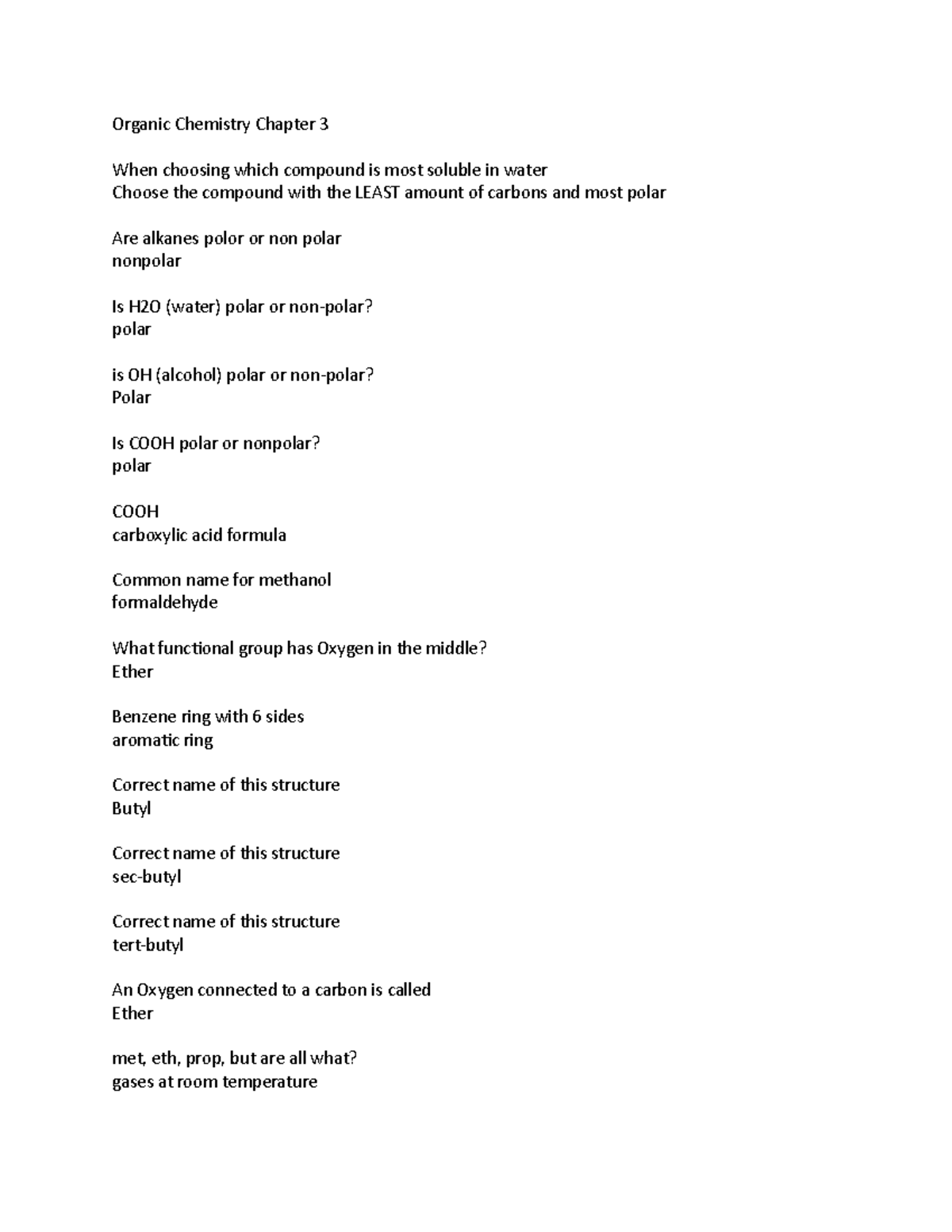 Organic Chemistry Chapter 3 - Studocu