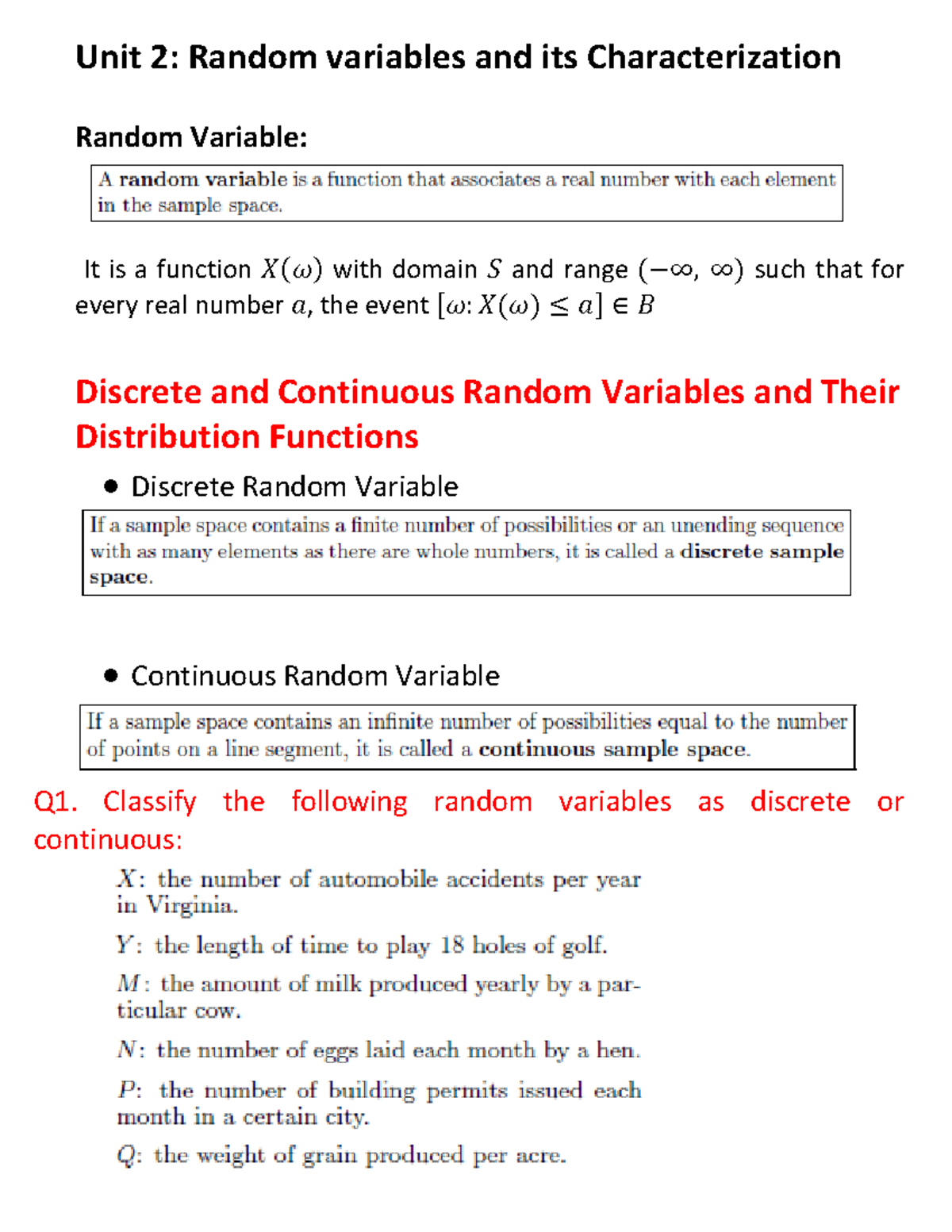 Unit 2 - this is the important notes for the unit 2 - Unit 2: Random ...