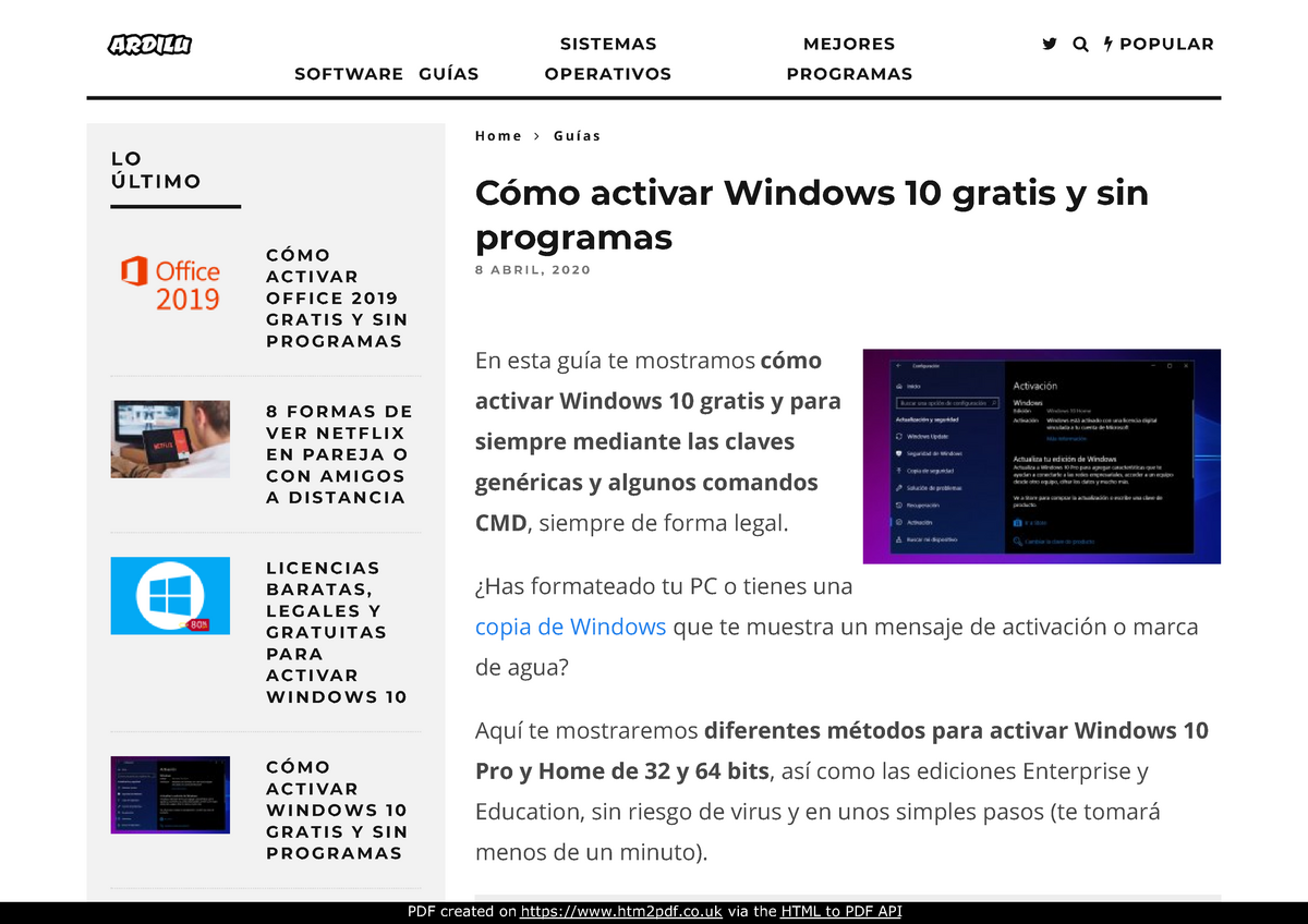Cómo Activar Windows 10 Gratis Y Sin Programas Home Guías Cómo Activar Windows 10 Gratis Y Sin 2836