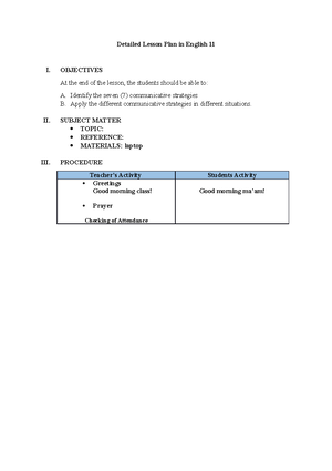 A Detailed Lesson Plan in English 7 - OBJECTIVES At the end of the ...