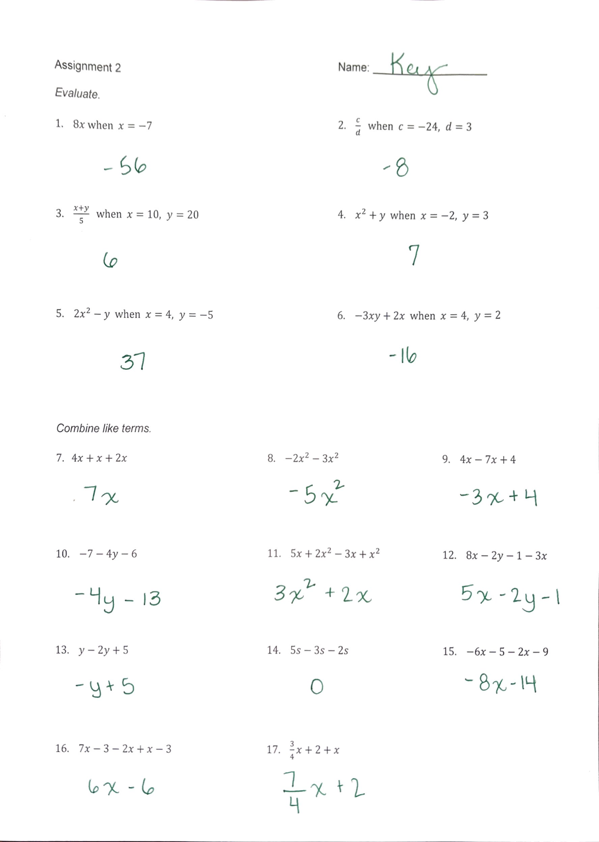 Assignment 2 Key - Math- 0314-303 - Studocu