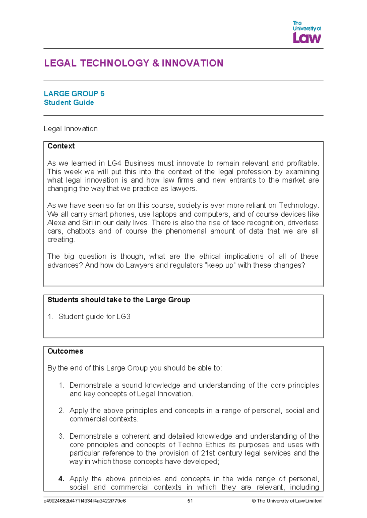 2324 lti lg05 ce01 student guide - LEGAL TECHNOLOGY & INNOVATION LARGE ...