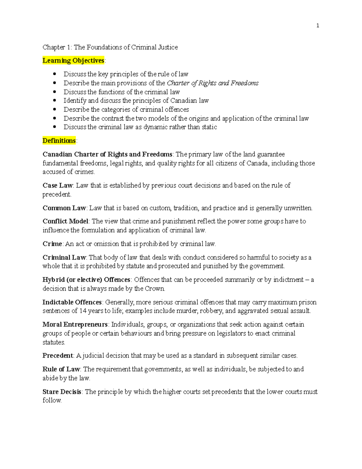 CRIM 131 - Chapter 1 - 1 Chapter 1: The Foundations of Criminal Justice ...
