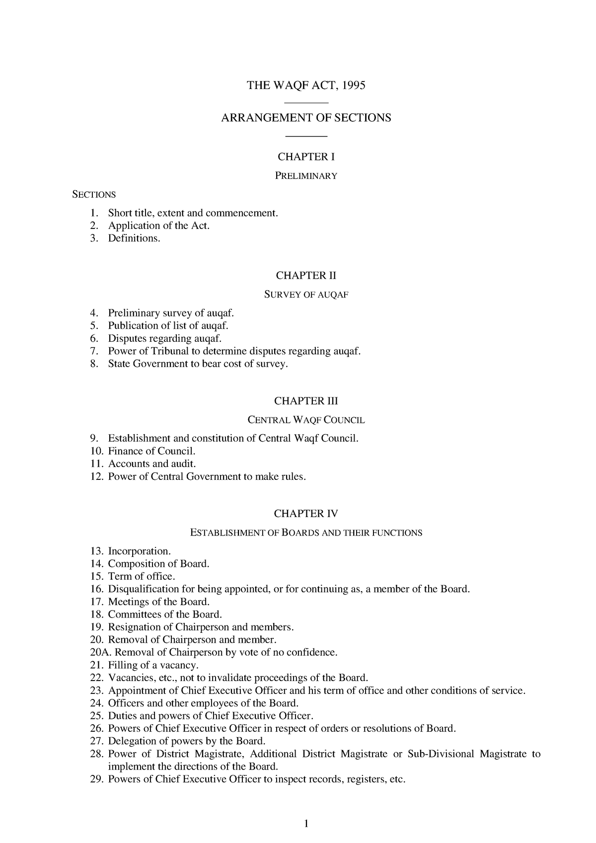 A1995-43 - The Waqf Act Good For Study - THE WAQF ACT, 1995 ...