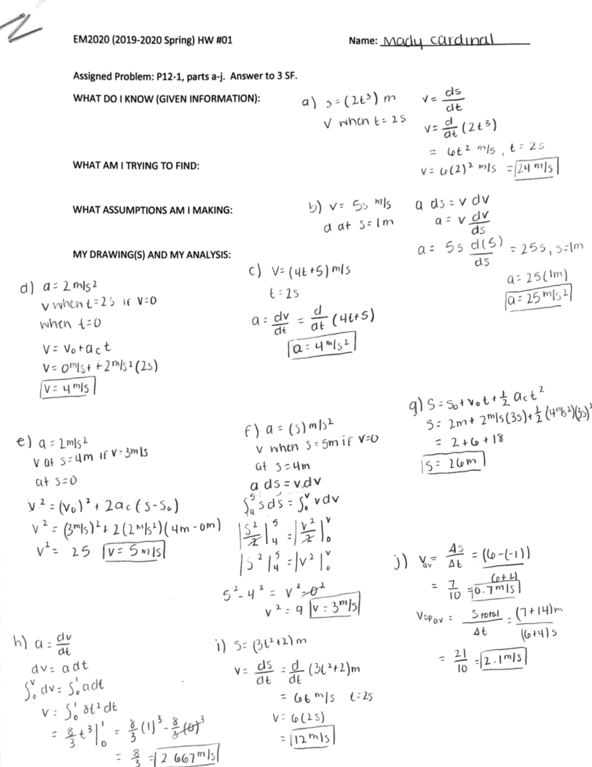 Dynamics HW1 - Homework - EM 2020 - Studocu