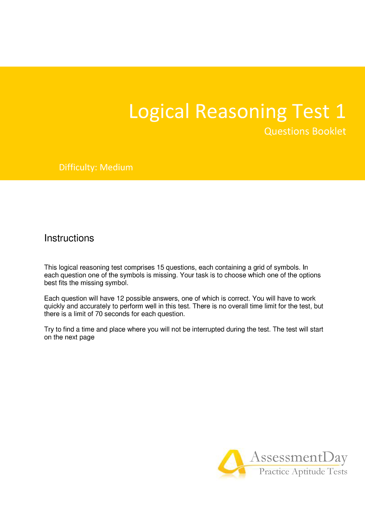 Logical Reasoning Test 1-Questions - Your Task Is Tbest Fits The ...