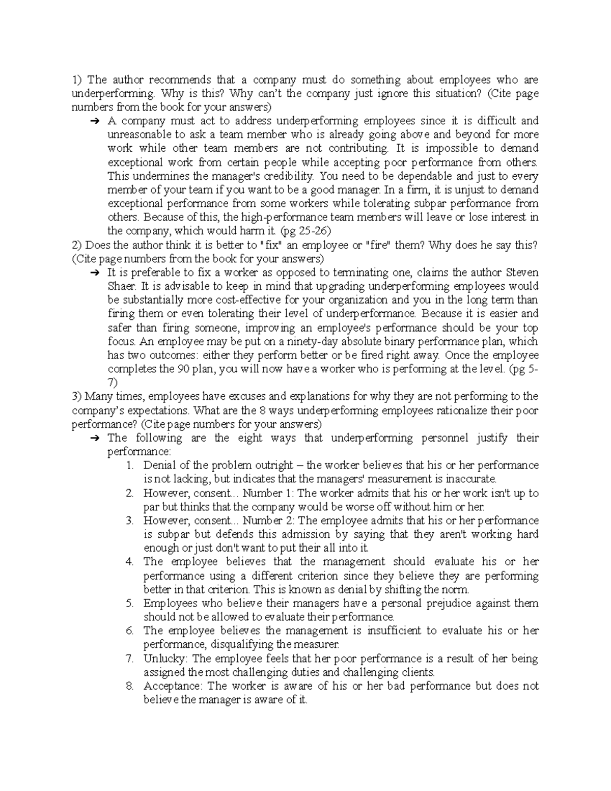 Fix Them or Fire Them - notes - The author recommends that a company ...