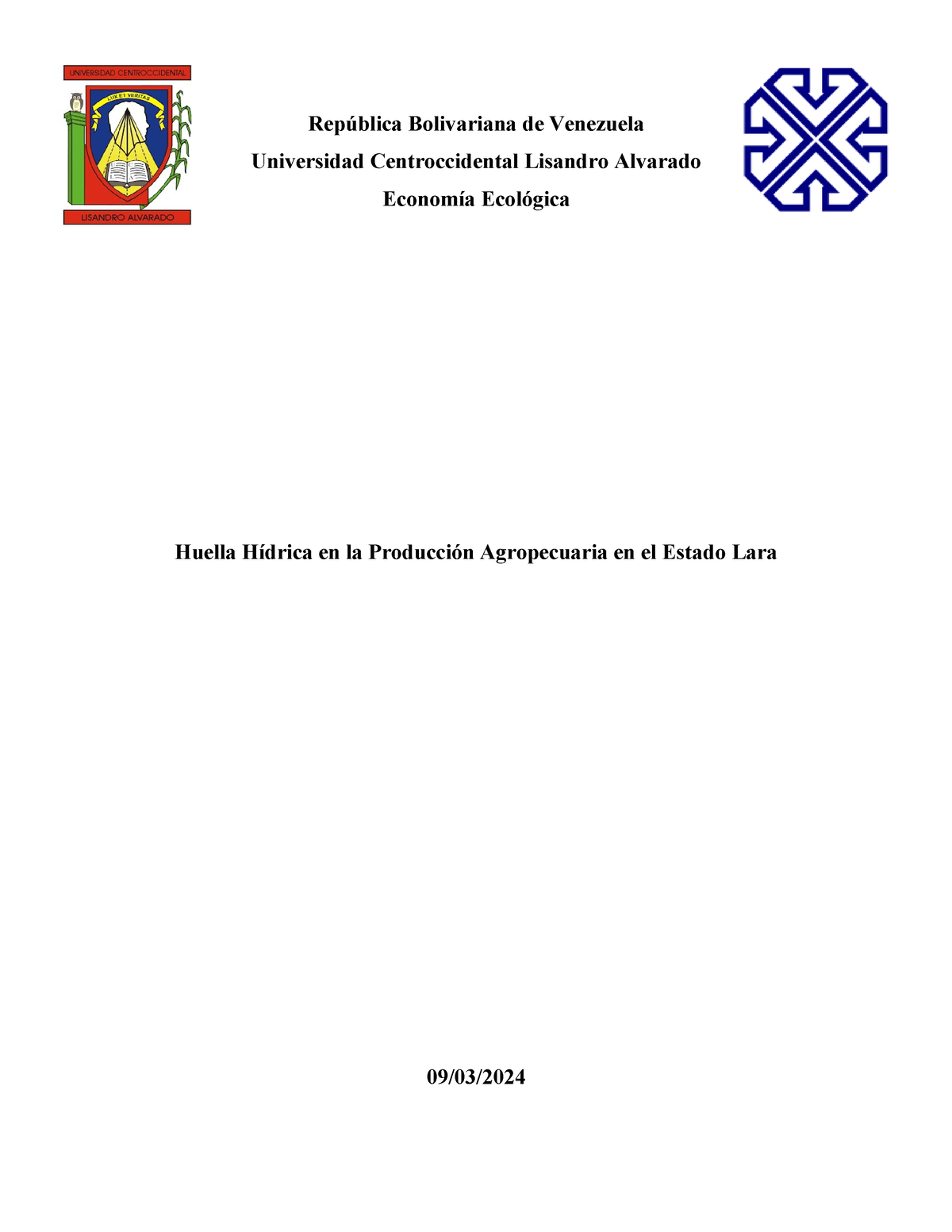 Ensayo De Economia Ecologica República Bolivariana De Venezuela Universidad Centroccidental 0511