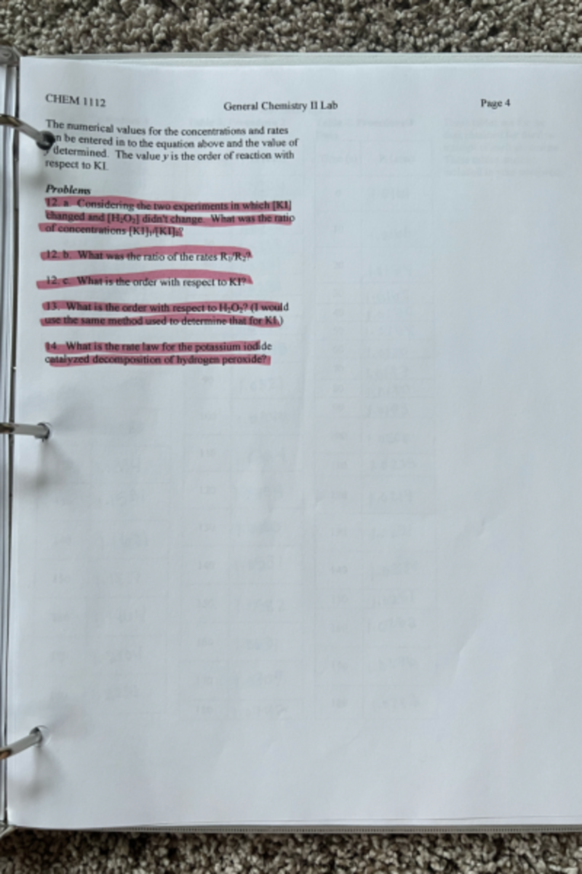 Set 2 - The experiments you do in the General Chemistry II Lab. (Not ...