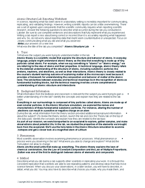 Chm151 v4 wk7 nuclear chemistry lab report observational - CHM/151 v ...
