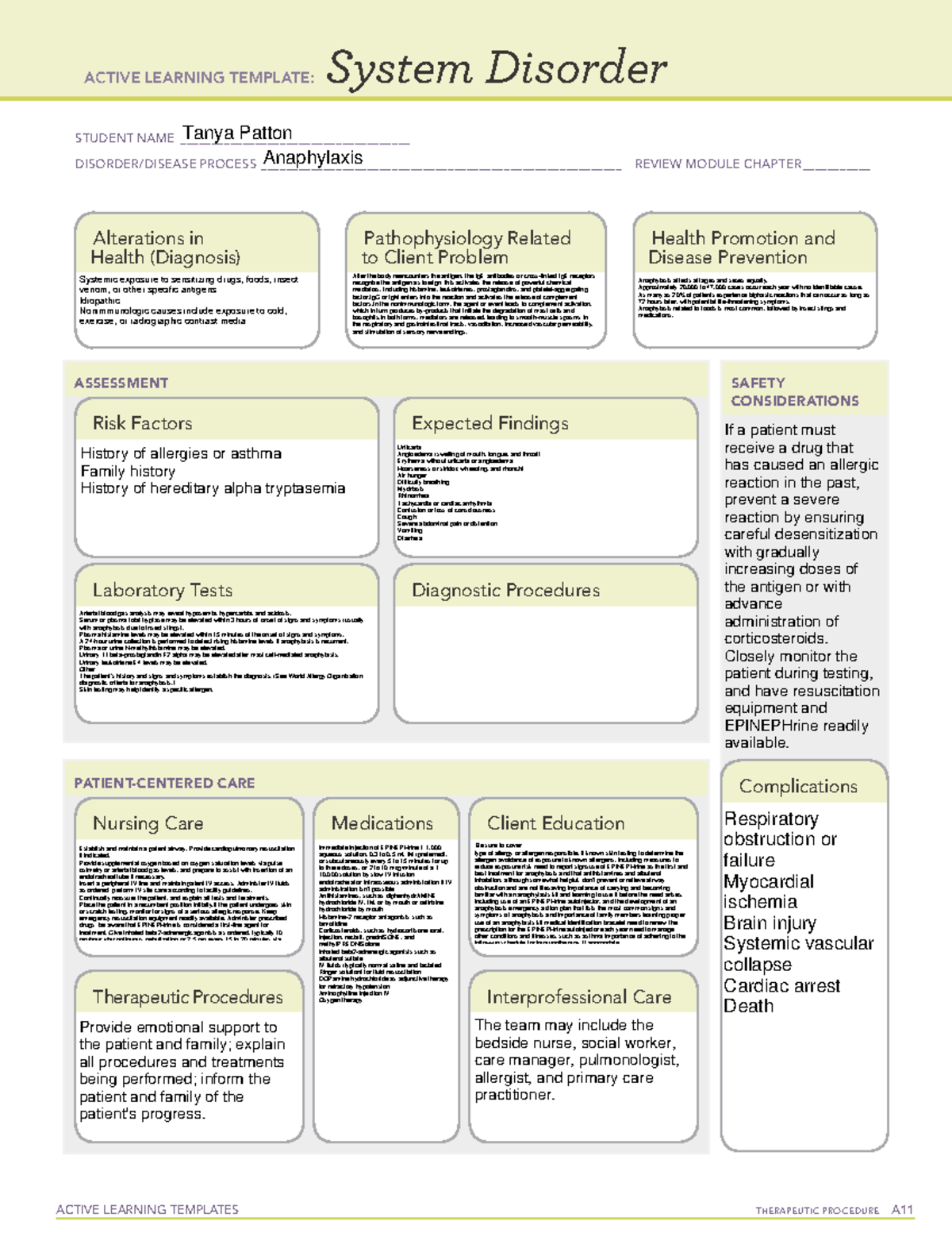 Anaphylaxis - Exemplar - ACTIVE LEARNING TEMPLATES THERAPEUTIC ...