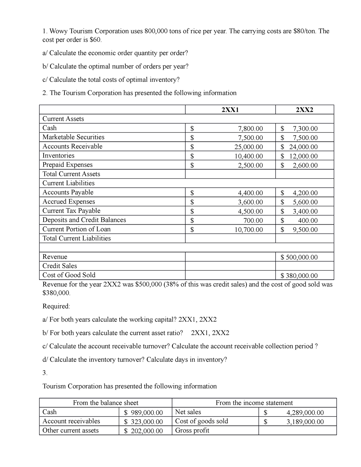 Financial plan ex - Wowy Tourism Corporation uses 800,000 tons of rice ...