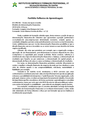 PRA UFCD (U8) - Reflexão pessoal sobre a unidade de formação relativa a ...