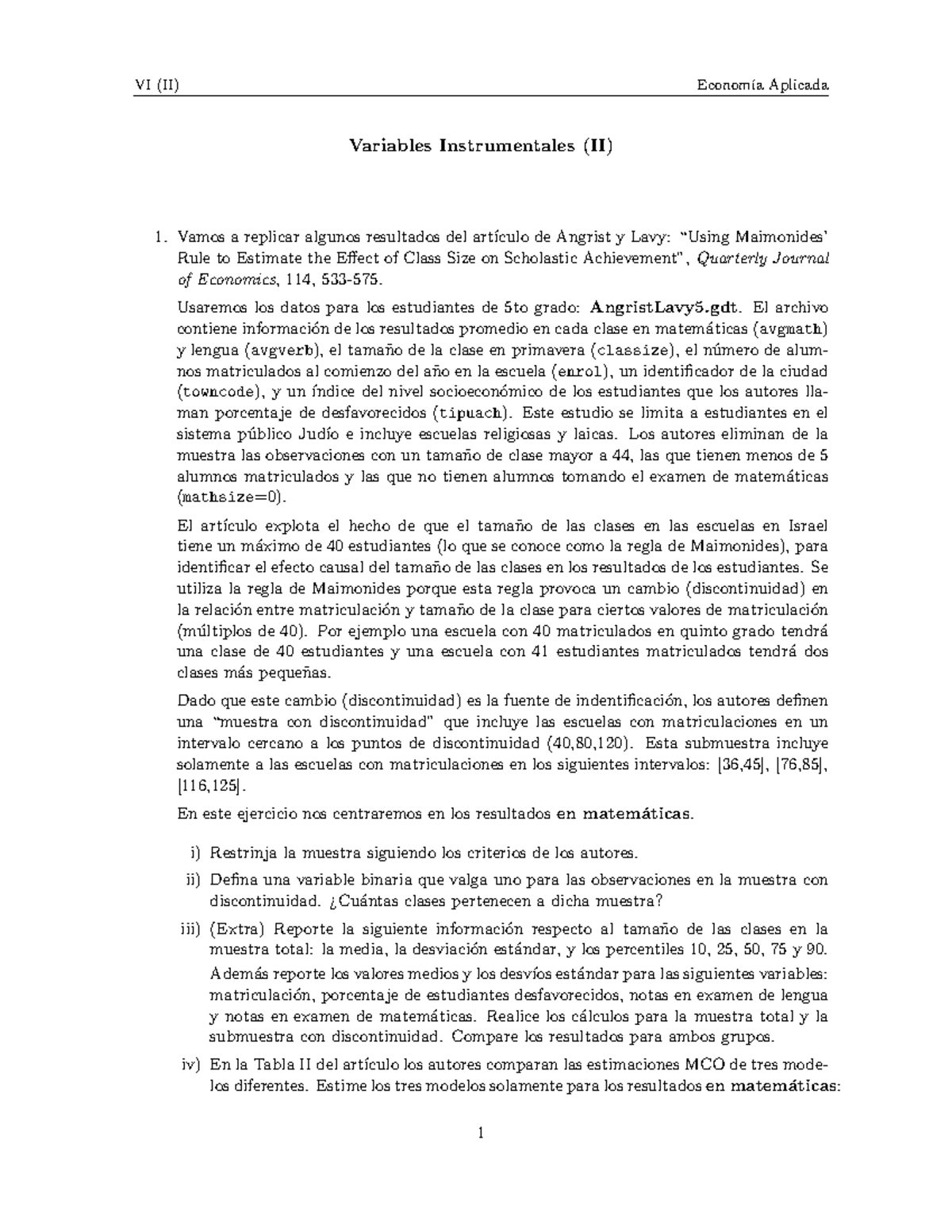 Variables Instrumentales - Usaremos los datos para los estudiantes de ...