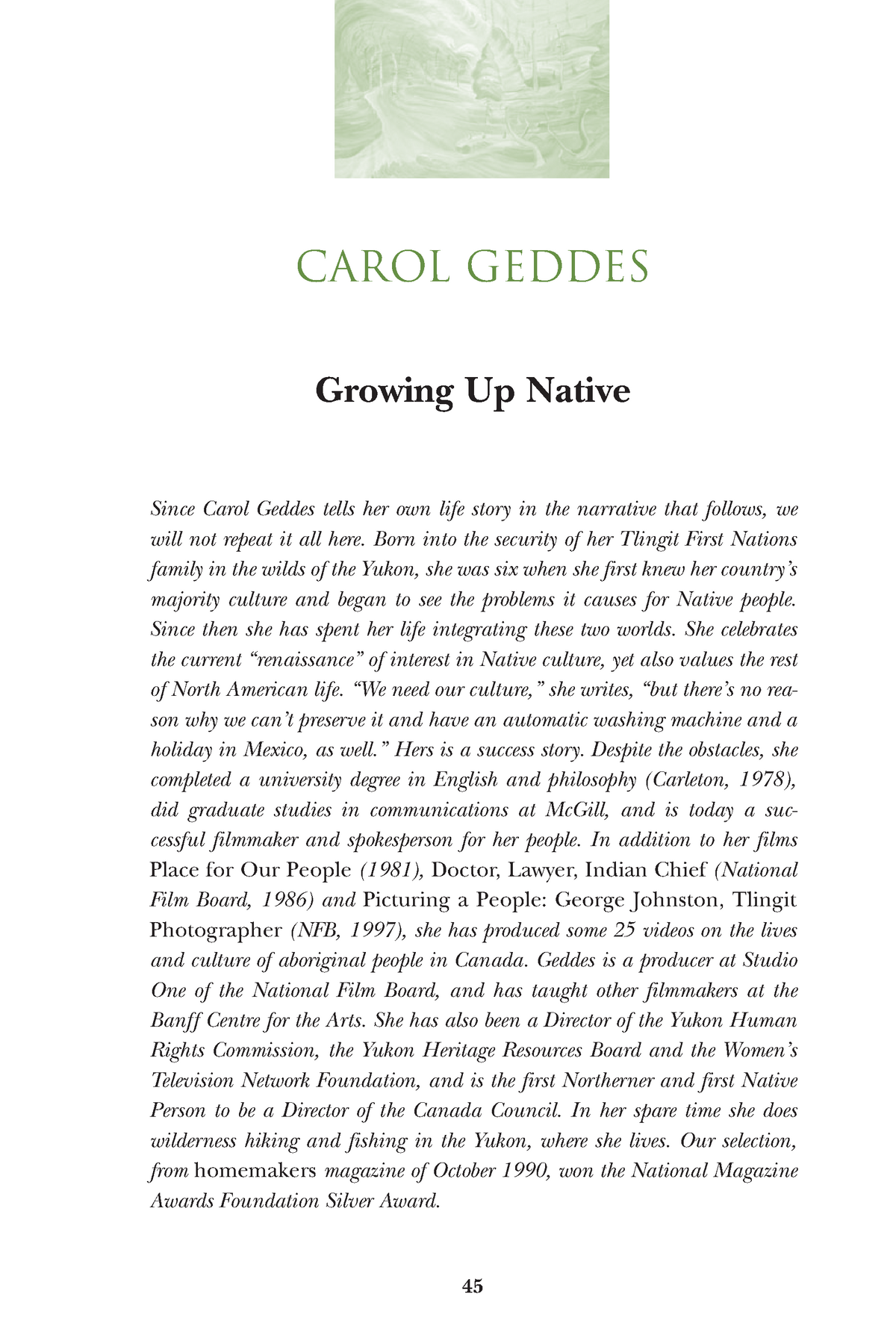 growing up native essay thesis