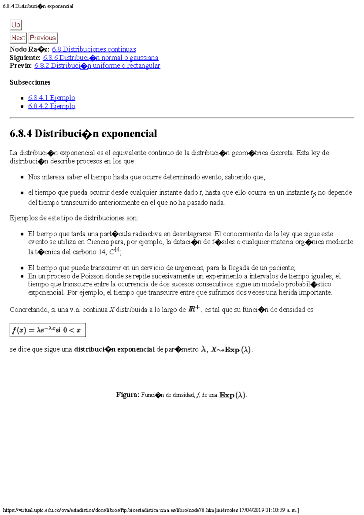 684 Distribuci N Exponencial - Nodo Ra Z: 6 Distribuciones Continuas ...