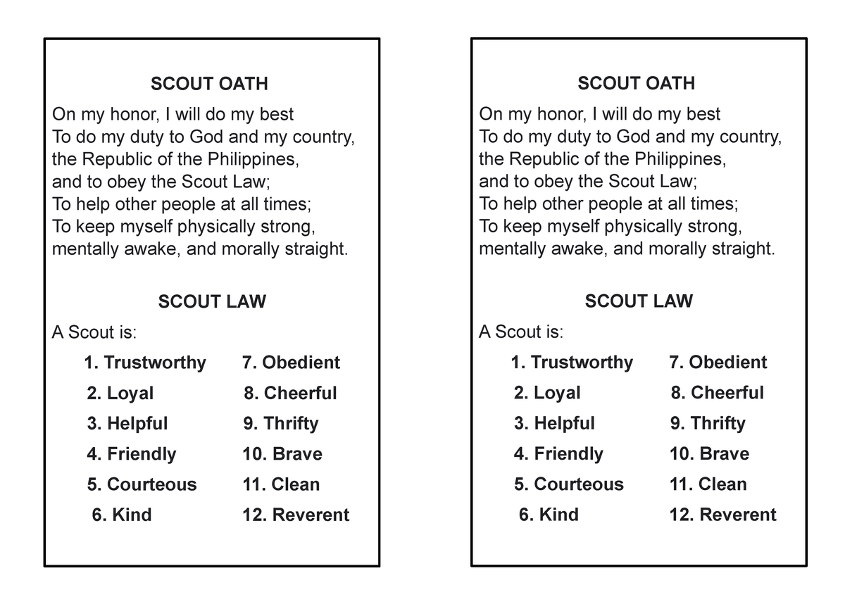 Scout Oath And Law For Bsp Scout Oath On My Honor I Will Do My