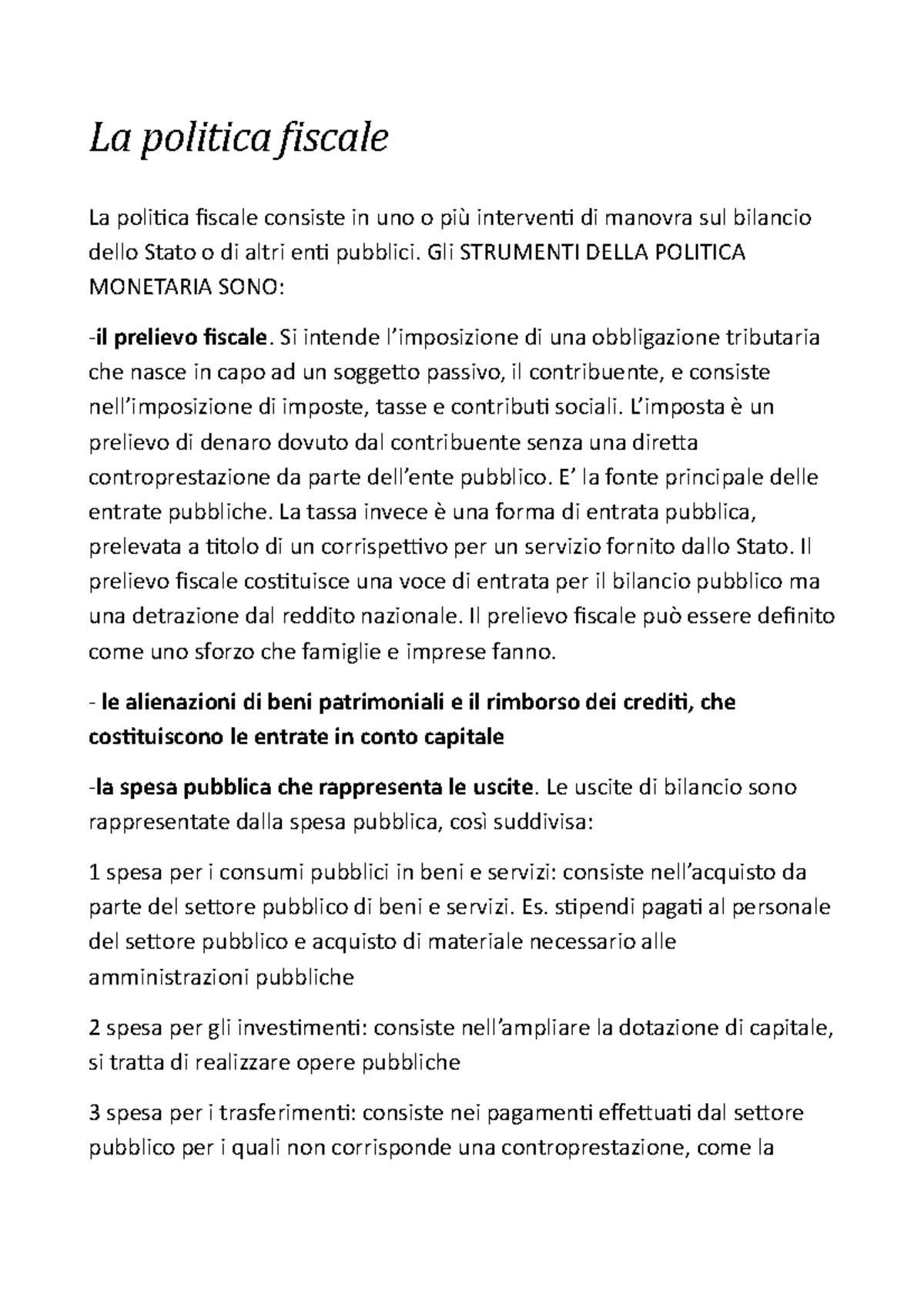La politica fiscale - Economia - La politica fiscale La politica ...