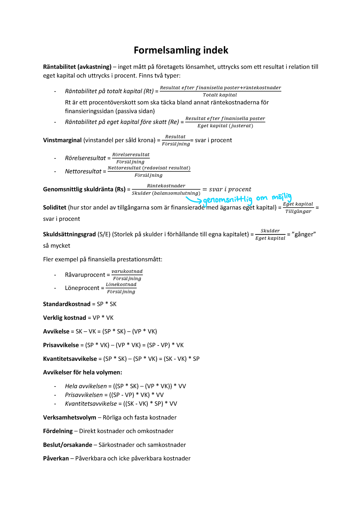 Formelsamling Indek Kopia - Formelsamling Indek Räntabilitet ...