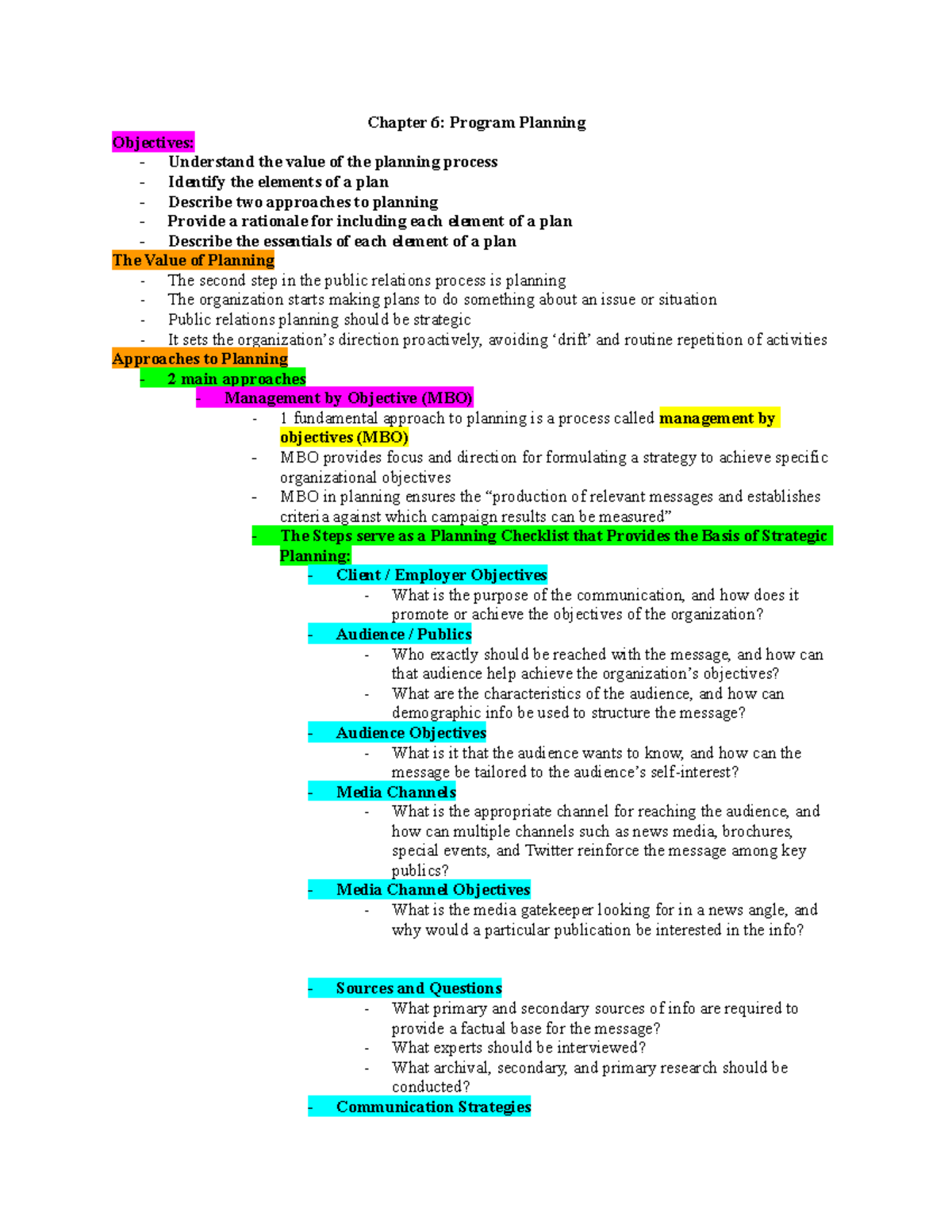 Chapter 6 Program Planning - **Chapter 6: Program Planning Objectives ...