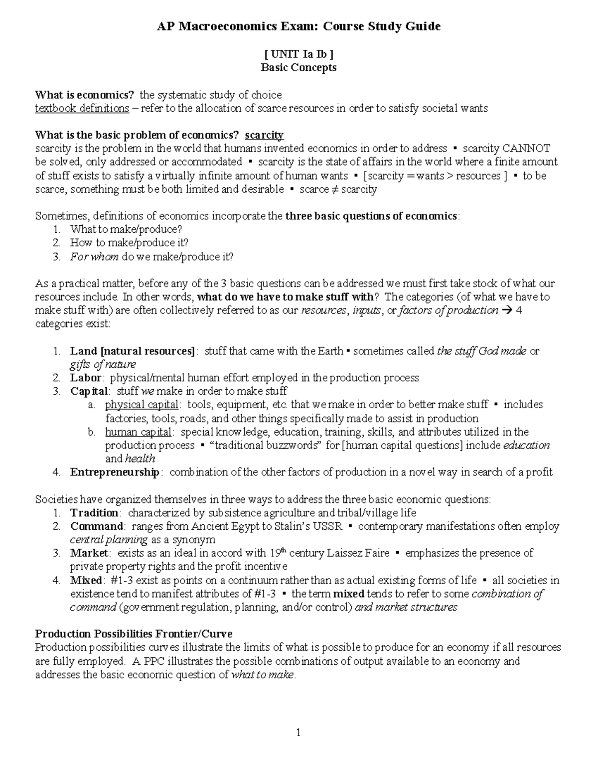 Macro study guide june2009 - AP Macroeconomics Exam: Course Study Guide ...