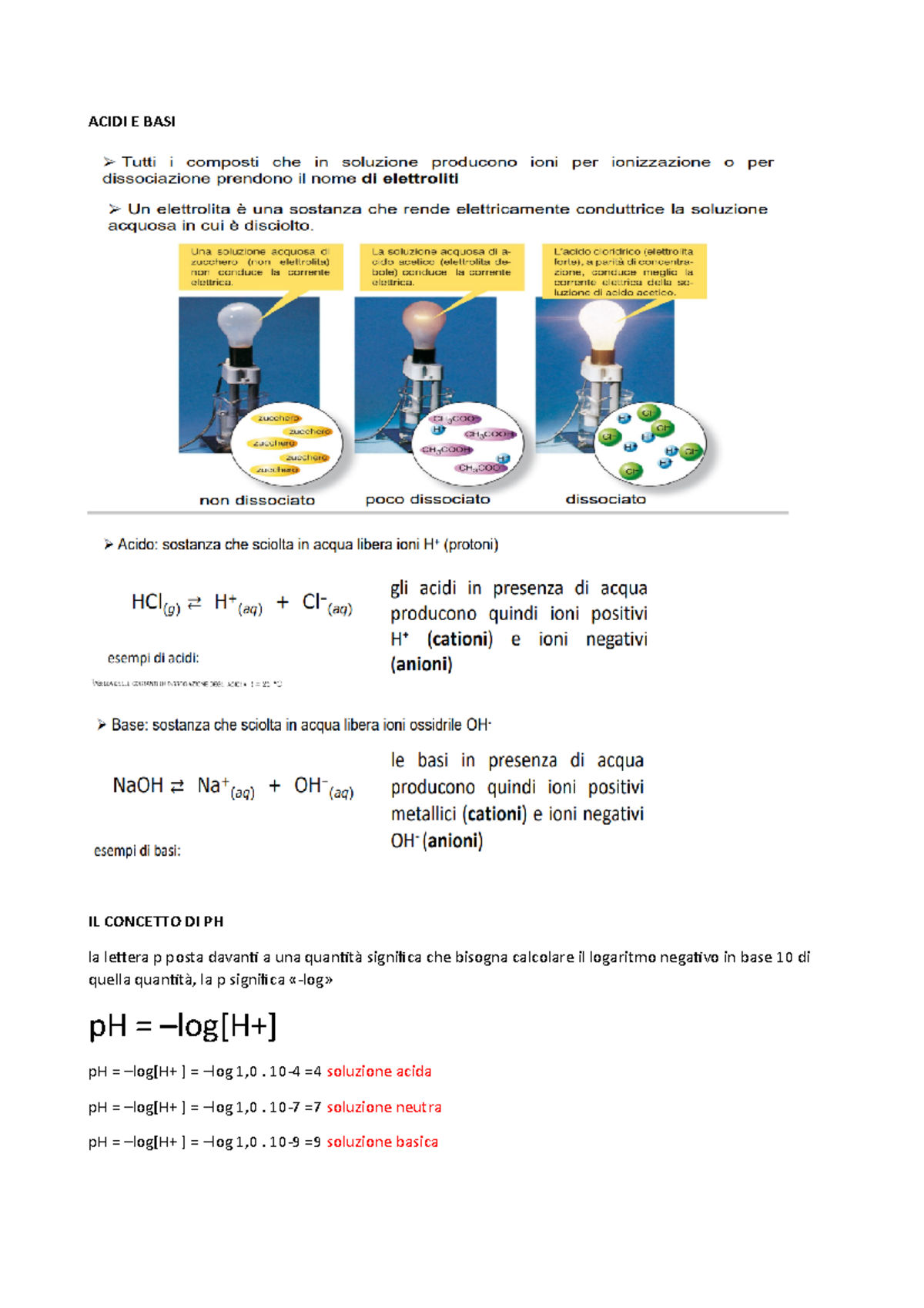 Acidi Basi E P H (14) - Riassunto Di Un Argomento Trattato A Lezione ...