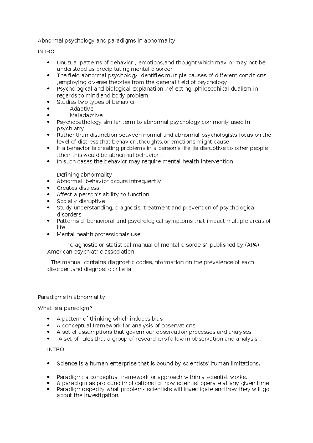 Abnormal psychology and paradigms in abnormalit 1 - Abnormal psychology ...