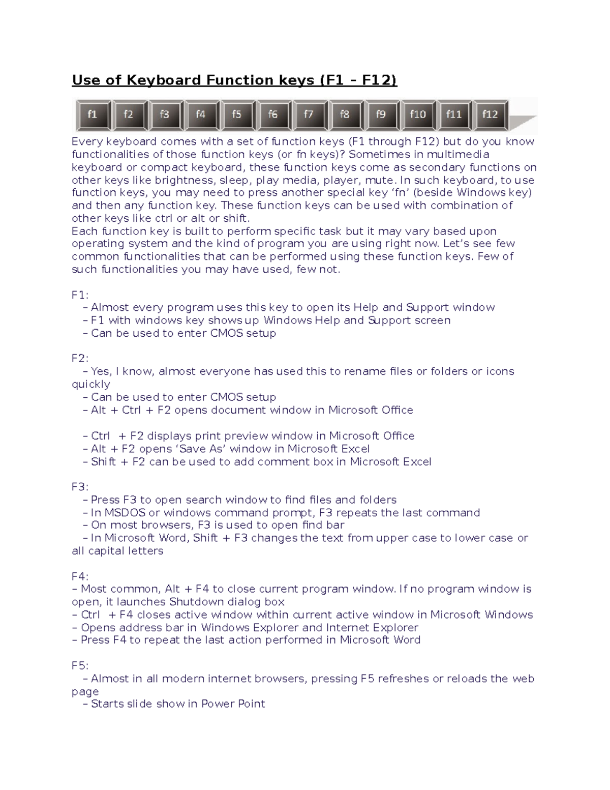 Use of Keyboard Function keys - In such keyboard, to use function keys ...