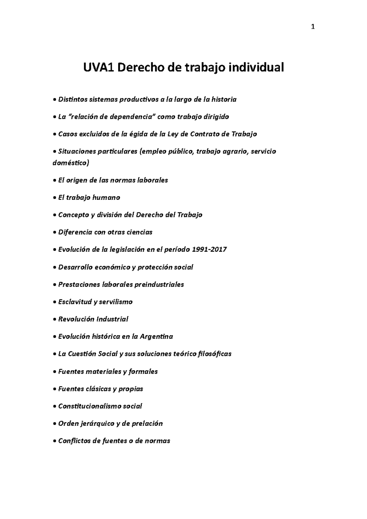 UVA 1 - Apuntes 1 - UVA1 Derecho De Trabajo Individual - Distintos ...