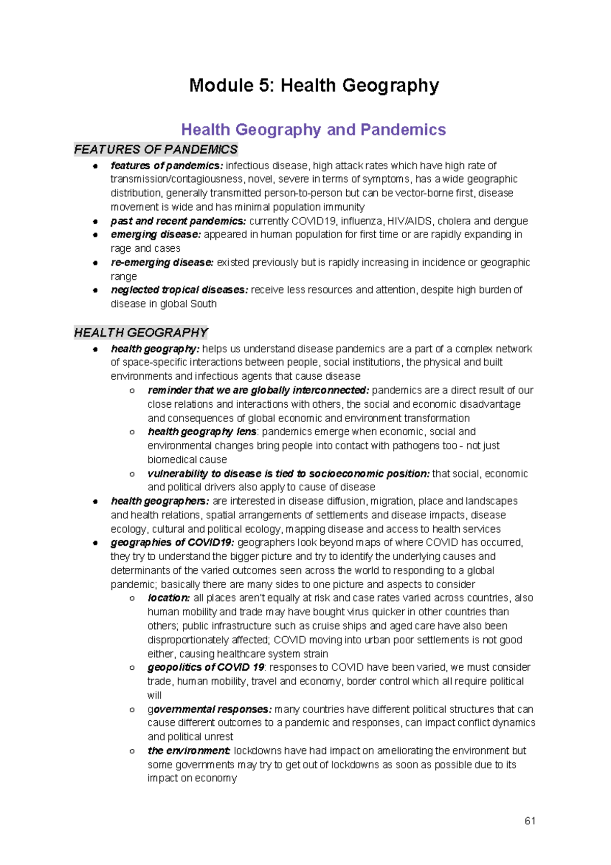 module 5: health geography - Module 5: Health Geography Health ...