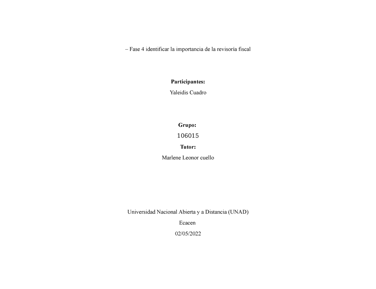 Fase 4 Identificar La Importancia De La Revisoría Fiscal Fase 4