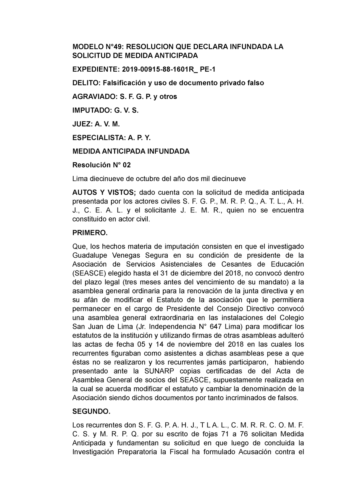 49 Modelo De Resolucion Que Declara Infundada La Solicitud De Medida Anticipada Modelo 49 Resolucion Que Declara Infundada La Solicitud De Medida Anticipada Studocu