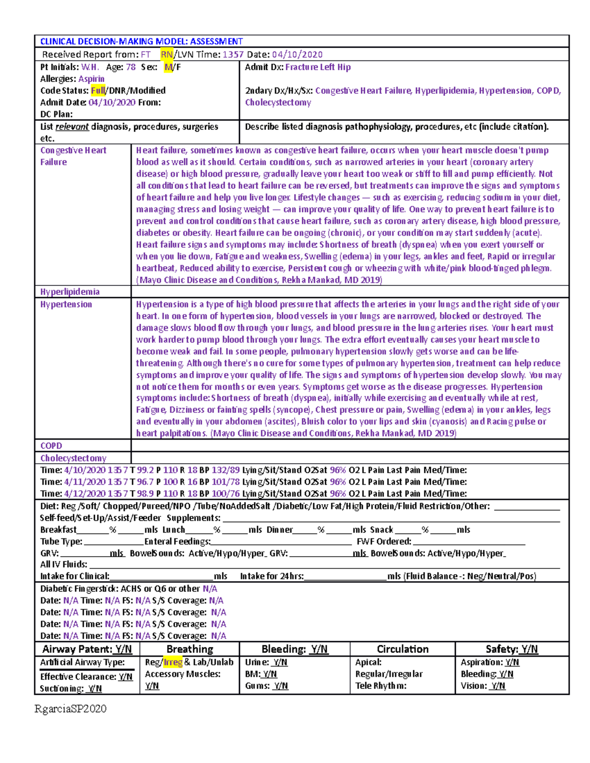 Care Plan #2 - NCLEX prep notes - CLINICAL DECISION-MAKING MODEL ...