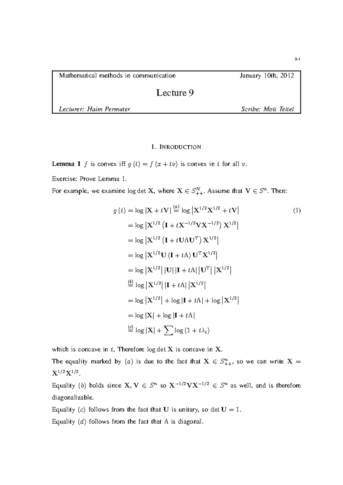 Concavity and Convexity - Mathematical methods in communication January ...