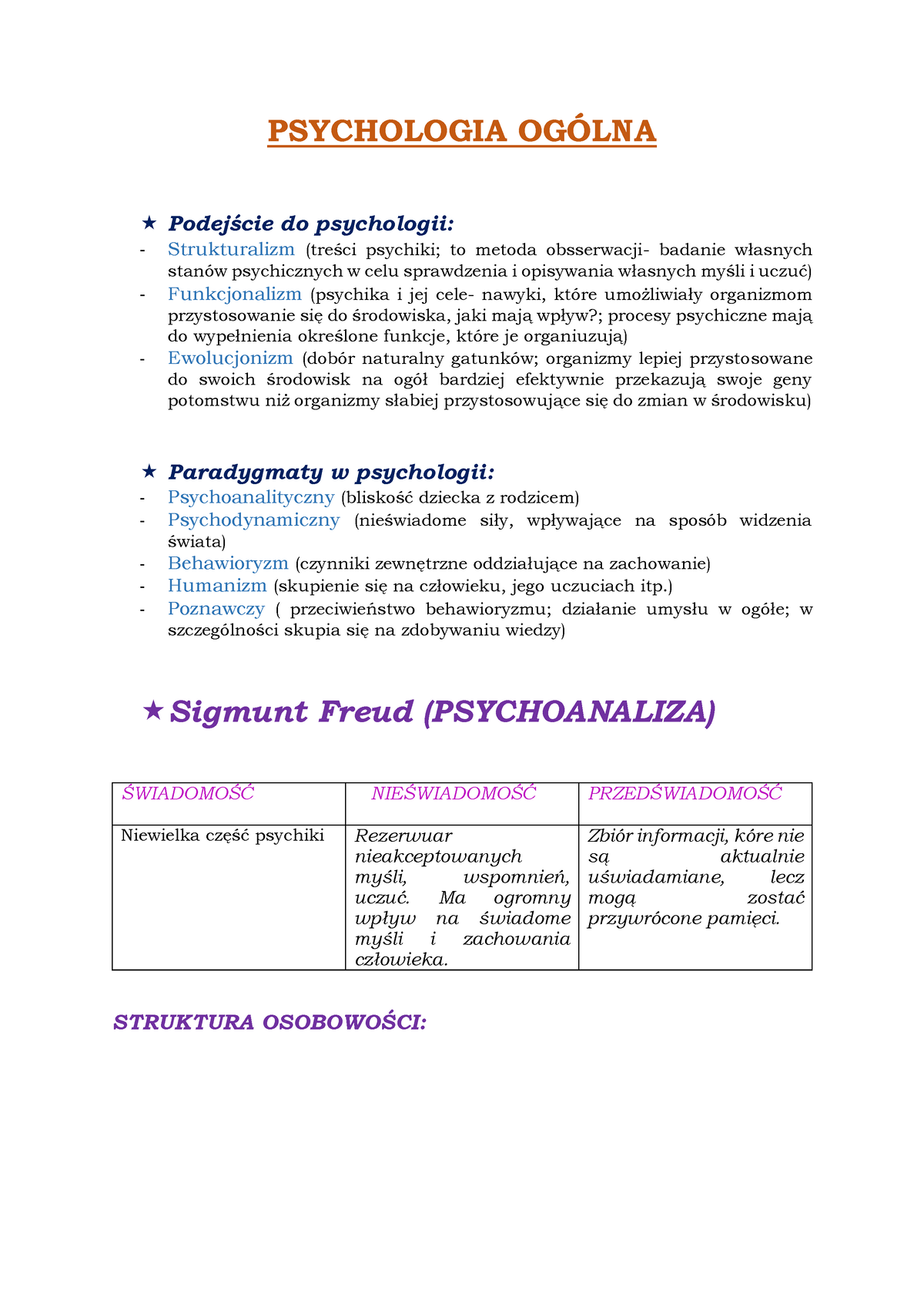 Psychologia Ogólna Notatki Wykłady - PSYCHOLOGIA OGÓLNA Podejście Do ...