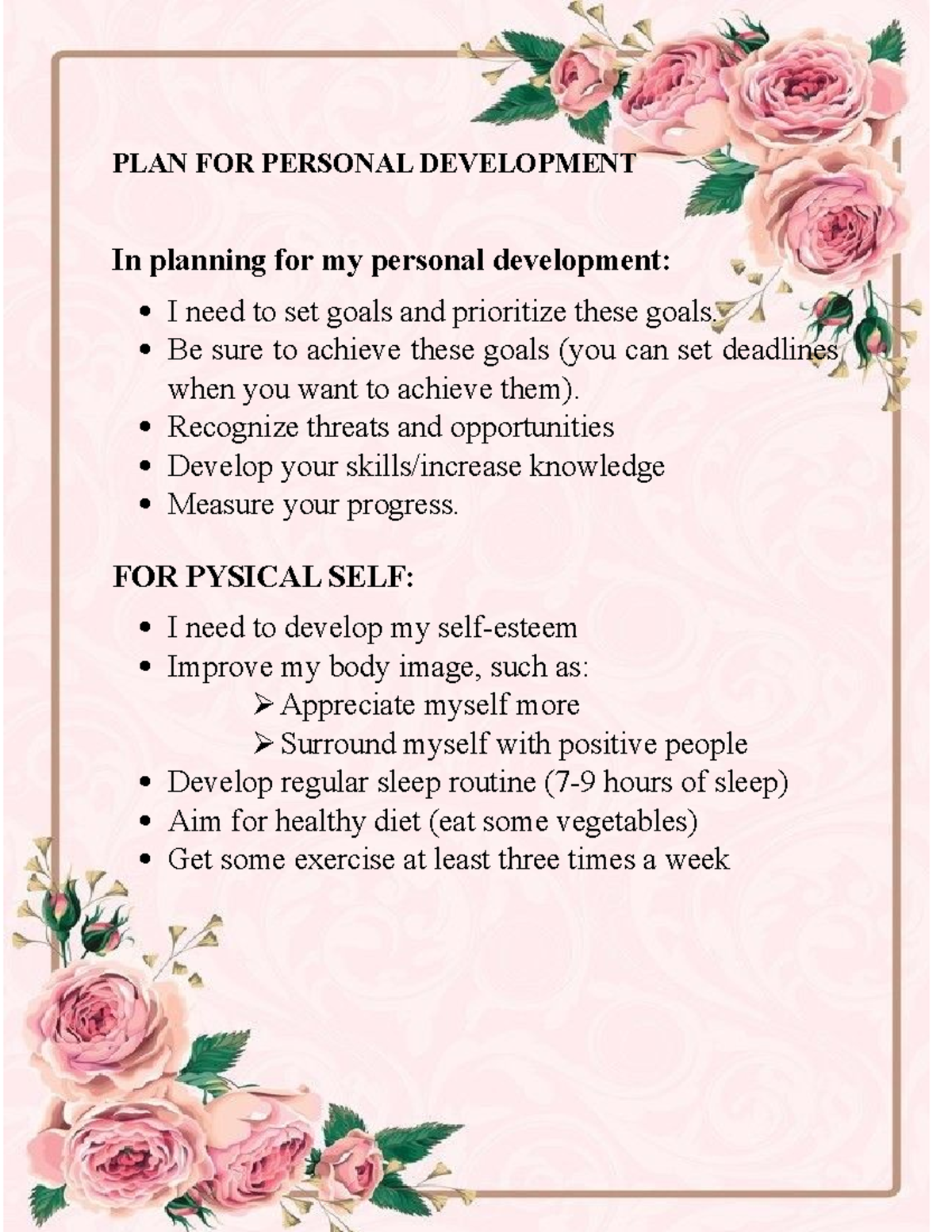 GEN002 Individual Activity - PLAN FOR PERSONAL DEVELOPMENT In planning ...