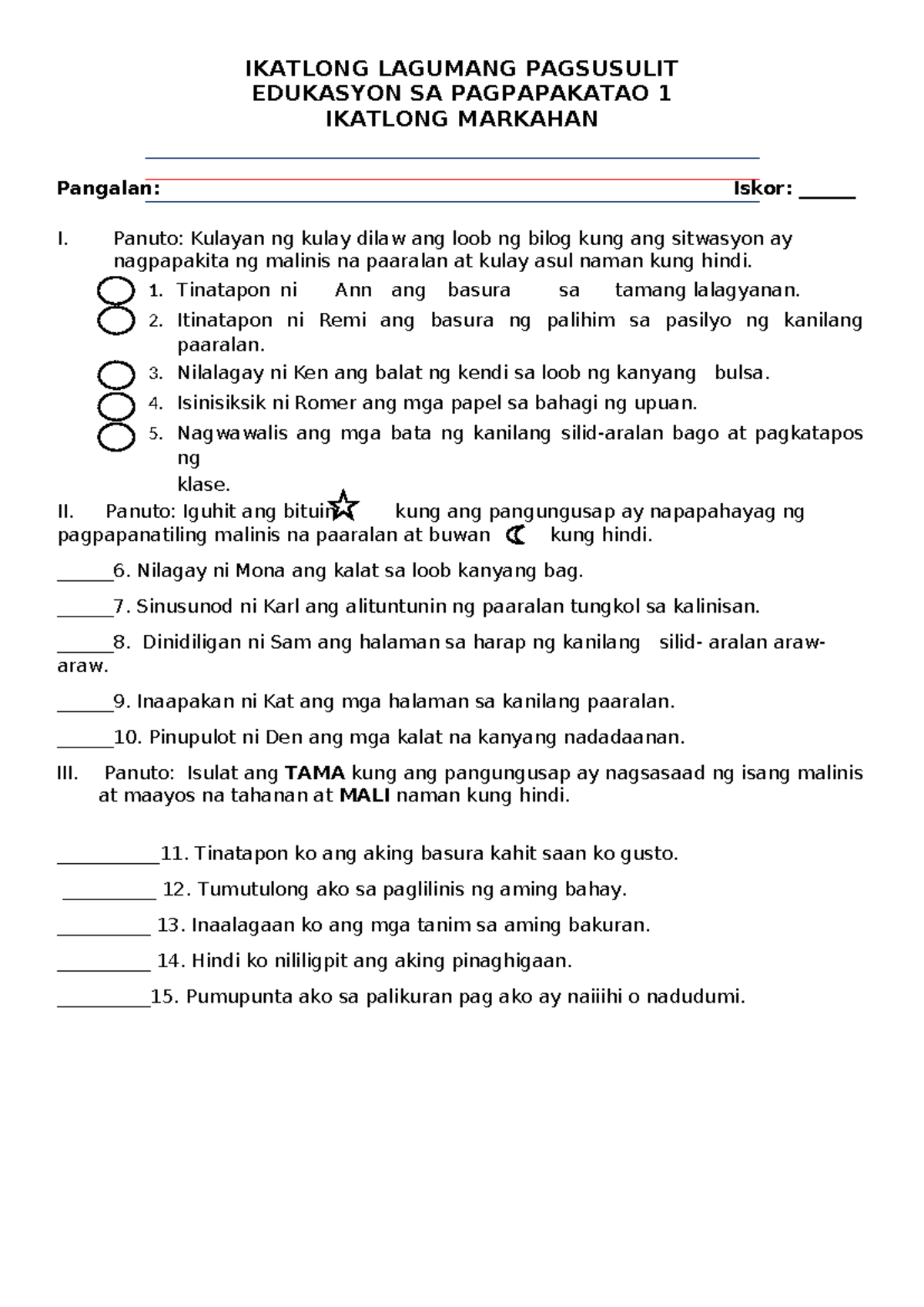 Ikatlong Lagumang Pagsusulit-Q3 - IKATLONG LAGUMANG PAGSUSULIT ...