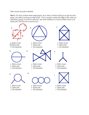 Worksheet on Eulers Graph - Euler circuit and path worksheet: Part 1: For each of these vertex-edge - Studocu worksheet-on-eulers-graph-euler-circuit-and-path-worksheet-part-1-for-each-of-these-vertex-edge-studocu