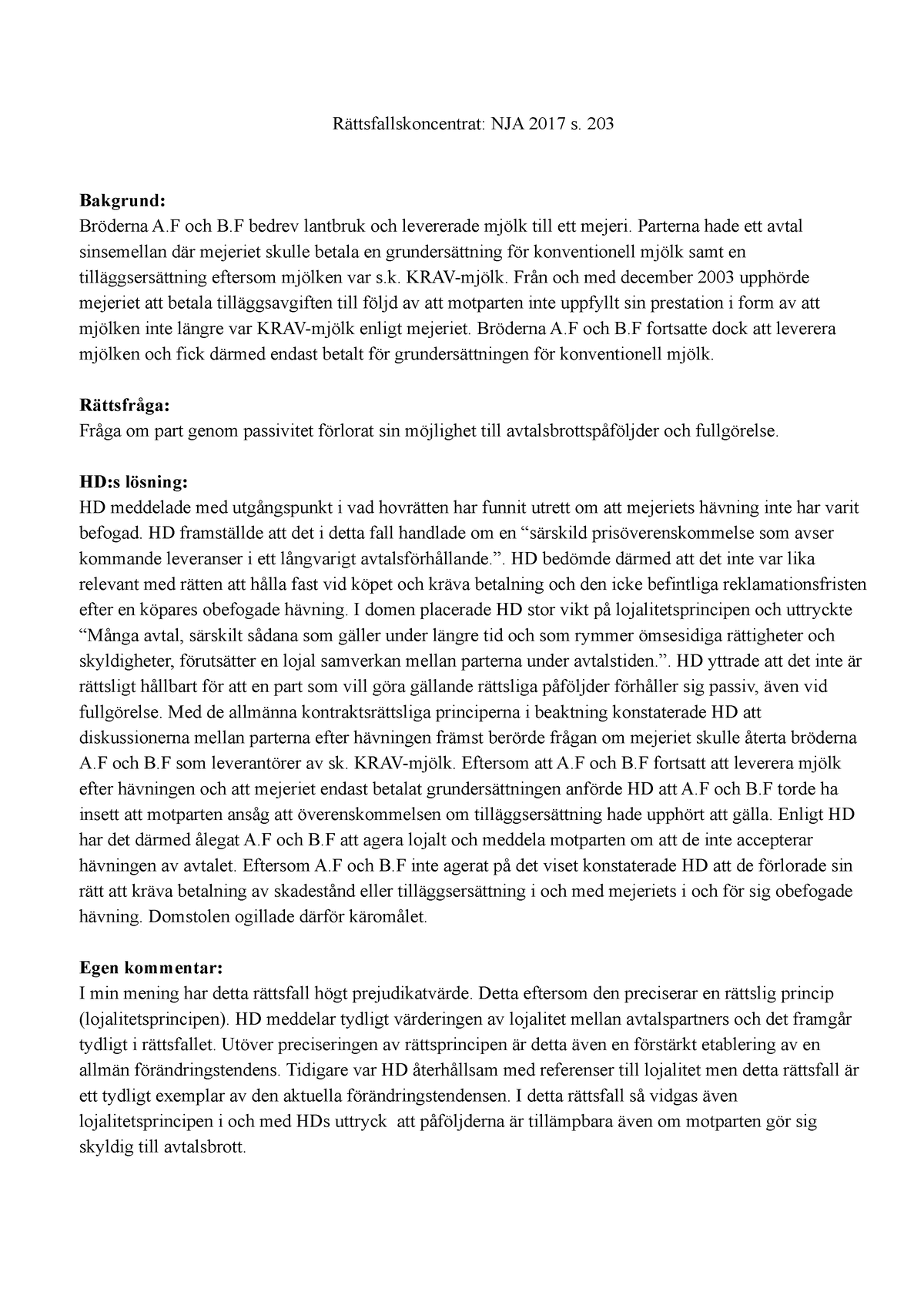 Köprätt 3 - RFK - Rättsfallskoncentrat: NJA 2017 S. 203 Bakgrund ...